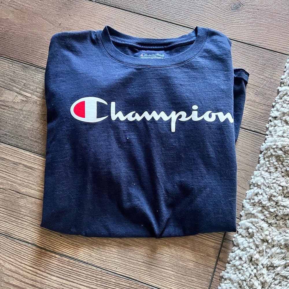 navy blue champion tshirt